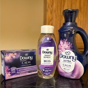 NEW Downy Calm Lavender Bundle – Softener, Rinse & Mega Sheets
